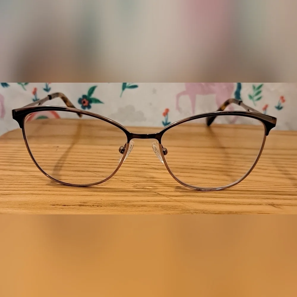 EUC Oscar De La Renta Black & Gold Tortoise Cat Eye Reading Eye Glasses Frames